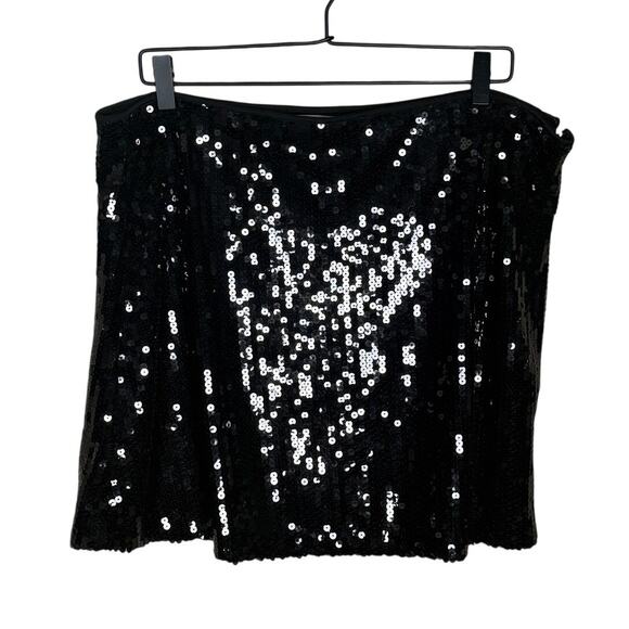 Abercrombie & Fitch High Rise Sequin Skort Black Mini Skirt Size XL - Picture 2 of 9